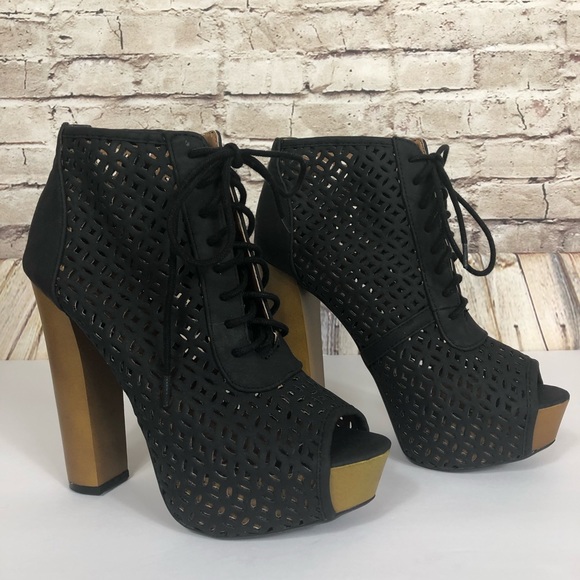 Charlotte Russe Shoes - Charlotte Russe laser cut high heel lace up bootie